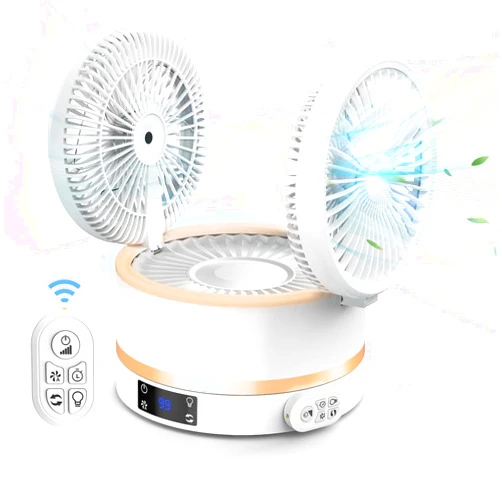 Doulfan Table Fan, Rechargeable Desk Fan Remote Control Double-sided Electric Fan with Auto Oscillation Ultra Quiet 3 Speeds Wind, USB Fan for Bedroom Office Kitchen Outdoor Travel Camping, White