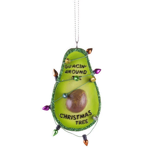 Gnz Funny Guacin' Around The Christmas Tree Avocado Shaped Ornament