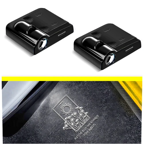 Vaitarkli Car Door Lights Projector, 2PCS Daisy Painting Car Door Projector Lights Wireless Universal Welcome Courtesy Ghost Shadow Lamp Fit for All Car Models