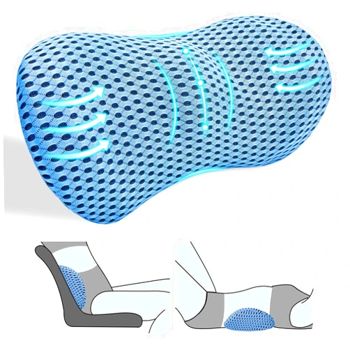 Kasney Lumbar Support Pillow, Back Pillow for Low Back Pain Relief, Ergonomic Streamline Car Seat, Office Chair, Recliner and Bed (Blue)