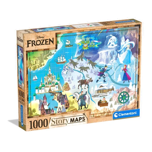 Clementoni 39666 1000pcs 2 Disney Maps Frozen 1000 Pieces, Made in Italy, Jigsaw Puzzle for Adults, Multicolor, Medium