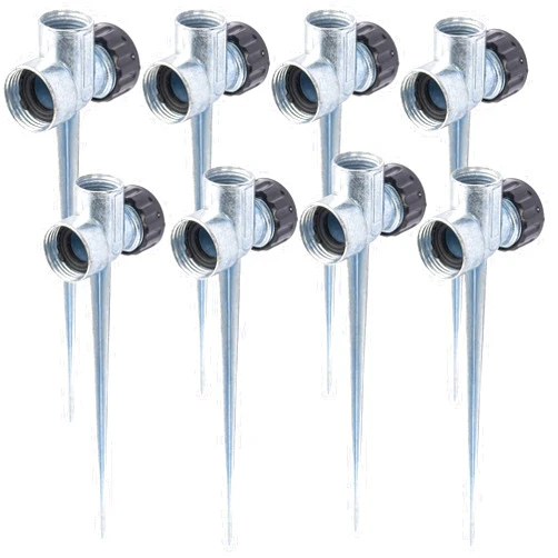 Hourleey 8 Pack 1/2 inch Zinc Alloy Lawn Sprinkler Spike Base, Water Flow Thru Sprinkler for Yard, Lawn, Garden and Grass Irrigation