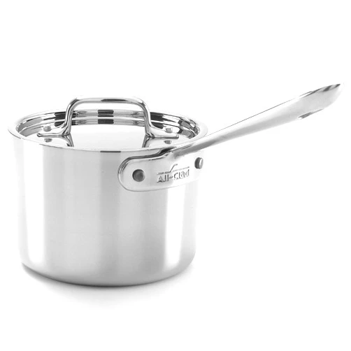 All-Clad D5 5-Ply Brushed Stainless Steel Sauce Pan 2 Quart Induction Oven Broiler Safe 600F Pots and Pans, Cookware Silver