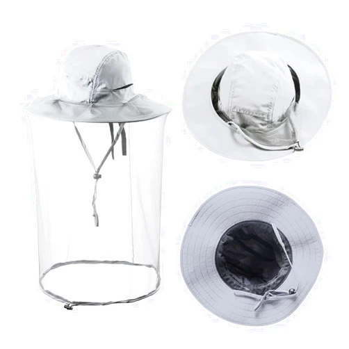 HunterBee Mosquito Netting Bee Keeper Hat,Garden Bug Gnats Face Cover Head Net Veil Costume Dog Grooming Cap for Women Men Fishing