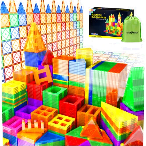 Soyee Compatible Magnetic Tiles Building Blocks Stem Toys for 3+ Year Old Boys and Girls Montessori Toys Toddler Kids Gifts Parents Approved Sensory Toys