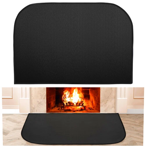 INNO STAGE Fireplace Rugs Fire Resistant - 24 X 36Inch Half Round Fire-Proof Hearth Blanket Mat Carpet Protector for in Front of Fireplace for Wood Buring Stove, Decks, Indoor, Outdoor, Fire Pit, Grill & Floor