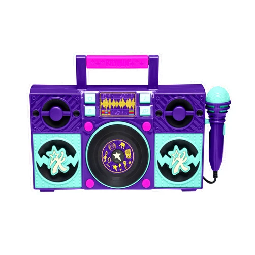 eKids Karma’s World Sing Along Boom box Speaker with Microphone for Fans of Karma’s World Toys, Kids Karaoke Machine with Built in Music and Sound Effects