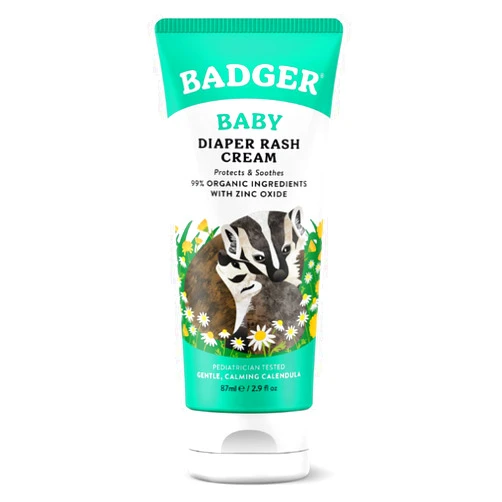 Badger Diaper Cream, Organic Diaper Rash Cream for Baby, Zinc Oxide Ointment w/Soothing Calendula Cream, Organic Baby Diaper Care Barrier Cream, Zinc Oxide Cream for Sensitive Baby Skin, 2.9 fl oz