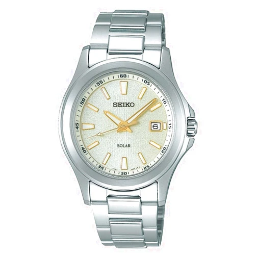 Seiko Solar Quartz SBPN069 Men's Wristwatch, Silver, Champagne, Bracelet Type