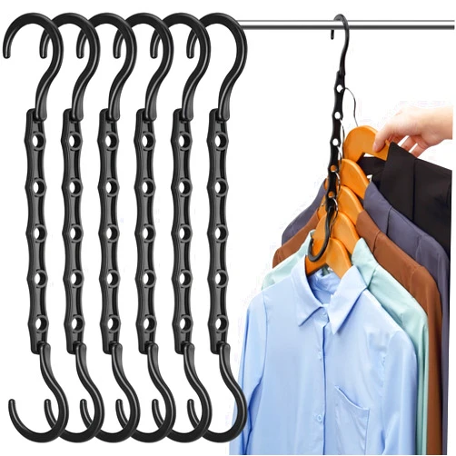 AMKUFO 6 Pack-Closet-Organizers-and-Storage, Magic-Hangers-Space-Saving-for-Clothes, Closer-Organizer-for-Closet-Organization, Space-Saver-Hanger-Organizer-for-Multipurpose, Dorm-Room-Essentials