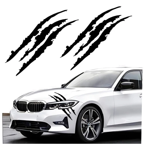 Bulefox 2PCS Claw Mark Decals for Cars,Headlight Car Sticker,Stripes Scratch Decal Vinyl for Sports Cars SUV Pickup Truck Window Motorcycles ect (Black)