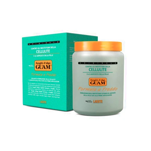 GUAM Anti-cellulite Mud COLD FORMULA, Seaweed Body Wrap for Cellulite, Skin Tightening Clay for Body Cellulite and Leg Swelling, Lymphatic Drainage | Cellulite Removal Treatment (2.2 LB)
