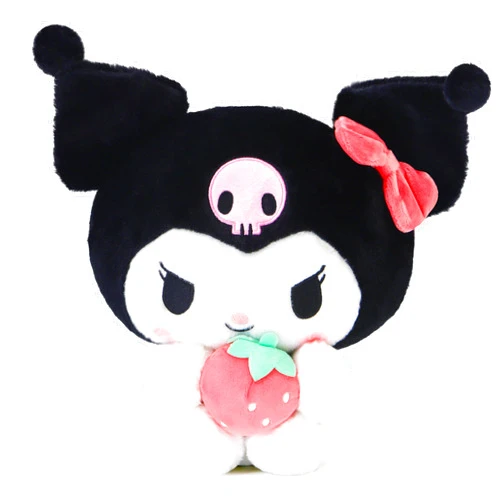 COAQAC Cute Strawberry Pillow Plush Toy, Cute Stuffed Plush Doll, Cartoon Character Toy Pillow Decoration, Children's Birthday Gift (Black-A)