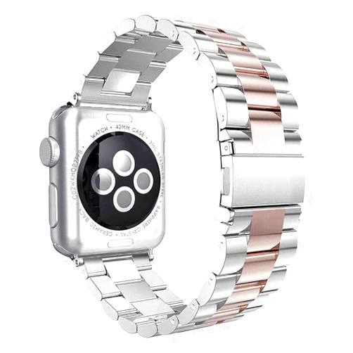 Handygear Stainless Sport Band Compatible with Apple Watch, Premium Steel Bracelet Strap Replacement Folding Clasp for Series 7 6 5 4 3 2 1 Se