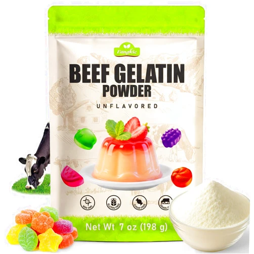 Fangkic Beef Gelatin Powder Unflavored, 7 oz/198 g Grass Fed Gelatin Powder, Premium Thickening Agent, Gluten & Sugar Free, for Gummies, Jello, Baking, Cooking, Drinks