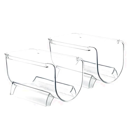 Heshebuy 2 Pack Bottle Rack, Fridge Organizer Bottle Rack, Stackable Wine Rack Plastic Bottle Holder