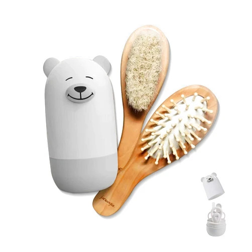 Facewegen Format: Unknown Binding 6-in-1 Baby Grooming Set, Natural Wooden Hairbrush and Comb, Nail Clippers,Nail Scissors, Nail File and Tweezers for Kids and Newborns in Nice Gift Box