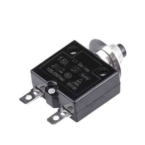 Qiilu 125-250V AC 50V DC Manual Reset Thermal Switch Circuit Breaker Over Current Overload Protector(18A)