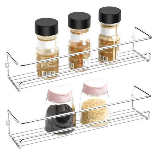 Lonian Spice Rack Organiser, 2-Tier Spice Shelf Storage Racks Wall Mounted for Kitchen Cabinet Pantry Door