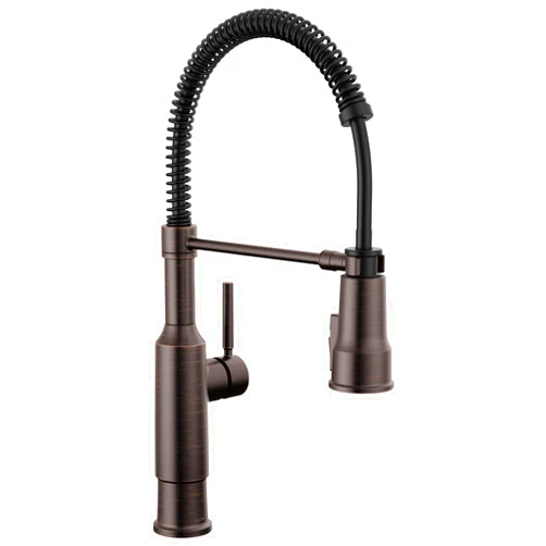 Delta Theodora Pro Style Commercial Kitchen Faucet with Pull Down Sprayer, Oil Rubbed Bronze Single Hole Kitchen Sink Faucet, Single Handle, Venetian Bronze 18804Z-RB-DST