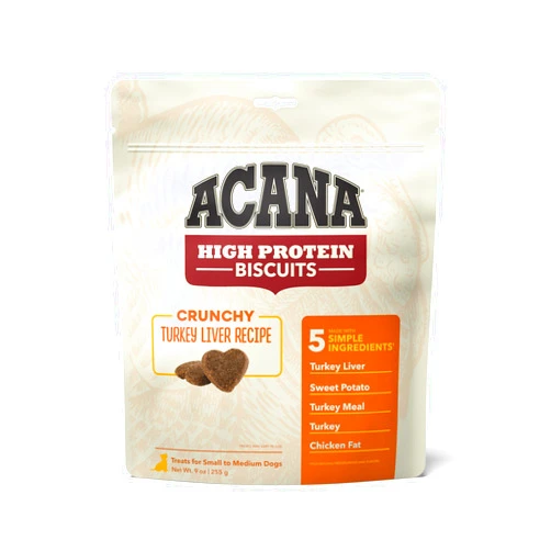 ACANA Crunchy Dog Biscuits Turkey Liver Recipe, Small Breed | High-Protein Dog Treat Biscuits