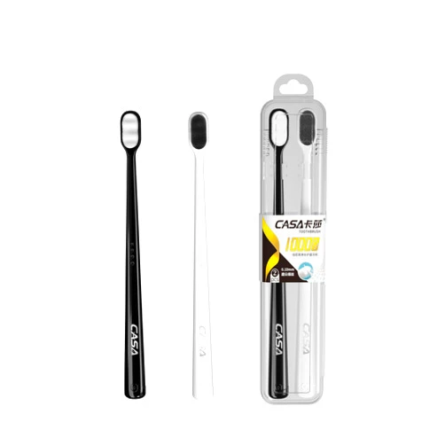 Generic Soft Toothbrush for Sensitive Gums, New Japanese 20,000 Micro Nano Bristles Toothbrush for Adults, Pregnancy and Elderly, Carrying Case Packaging, Color Black and White 2 Pack