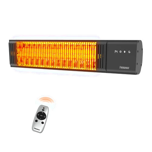 Powerscale 1500W Electric Patio Heater, IP65 Waterproof, Remote, Fast Heating, 4 Heat Levels, 24H Timer & Memory Function, Wall Mounted Indoor/Outdoor Heater for Patio, Garage, Backyard, Black
