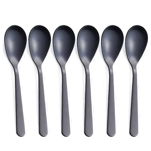 FULLYWARE Matte Black Demitasse Espresso Spoons, Stainless Steel Satin Finish Coffee Spoons, Mini Teaspoons, Sugar Spoons, 4.7-inch, Set of 6