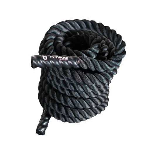 Titan Fitness Battle Rope 30ft x 1.5in, Poly Dacron Heavy Rope for Home Gym Conditioning Workouts, Cross-Train, Strength Training Exercises