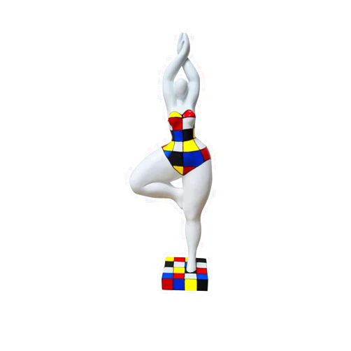 Laure TERRIER Statue of Dancer Woman Style of Nanas Niki de Saint Phalle, Model Mondrian Decoration. Height 20.4 inches