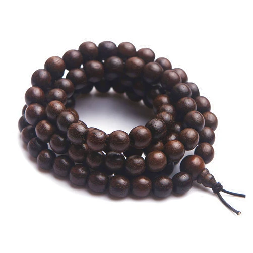 Reikocrystalbeads Natural Agilawood Round Beads Black Aloeswood Bracelet for Men 8mm