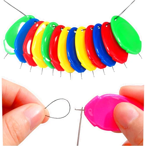TOOVREN Needle Threaders, TOOVREN Needle Threader Tool, Needle Threaders for Hand Sewing with Clear Box, Simple Needle Threader Great for Needle Work, Sewing Machine, Embroidery, Cross-Stitch, 5 Colors Random
