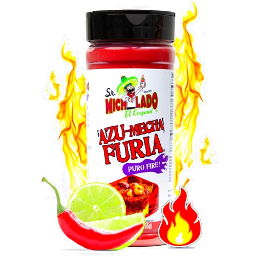 Mexgrim Fuego Powder Dust, Sr. Michelado Hot Chilli Lime 285g. Perfect For Potato Chips, Wing Seasoning, Popcorn, Corn, Fruit. And Chamoy Pickle Kit. Polvo De Fuego, Tiktok Trend Items Set Includes Sticker By Mexgrim