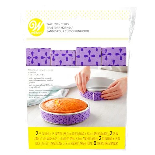 Wilton Bake-Even Cake Pan Strips - Use Cake Strips on Baking Pans for Evenly Baked Cakes, 6-Piece Set, (2) 35 x 1.5-Inch, (2) 25 x 1.5-Inch and (2) 10 x 1.5-Inch