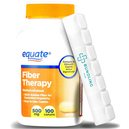 Bundling Bliss Equate Fiber Therapy 500mg Supplement, 100 Count, 7 Day Pill Organizer Included - 1 Pack