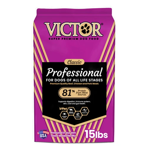 VICTOR Super Premium Dog Food – Professional Dry Dog Food – Super Premium Kibble with 26% Protein – Gluten-Free with Beef, Chicken & Pork Meals – for High Energy and Active Dogs & Puppies, 15lbs