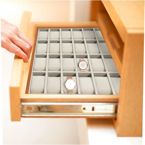 Kaichenyt 24 Slot Watch Display Box, Jewelry Display Storage Box, Big Watch Collection Case, Watch Organizer Tray for Retail, Removable Pillow Velvet Lining for Closet, Dressing Table, Storage Display Window