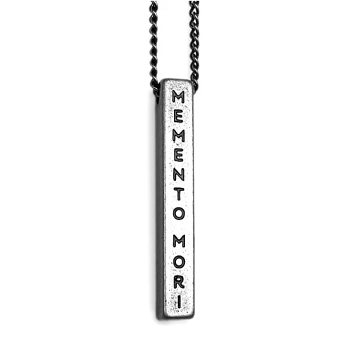 Stoic Muse Memento Mori Engraved Pendant Bar Necklace