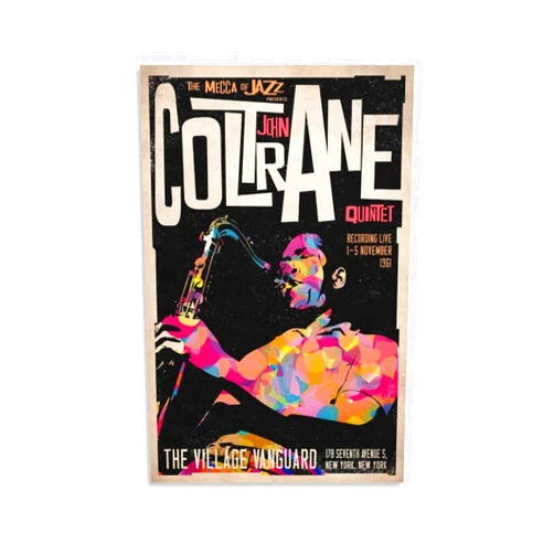 ALUKAP John Coltrane Vintage Jazz Concert Poster African American Artist Poster Frame Hanger Scroll Posters Canvas Decorative Hanging Painting Wall Art Decor Room 12x18inch(30x45cm)