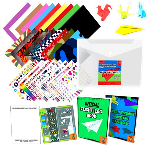 Make It At Home Paper Airplane Kit With 65 Sheets + Airplane Games & Activities - Paper Airplane Book for Kids 6-8 - Paper Craft Kits for Boys 8-12 & 8-10 + Launcher & Toss Target - Origami