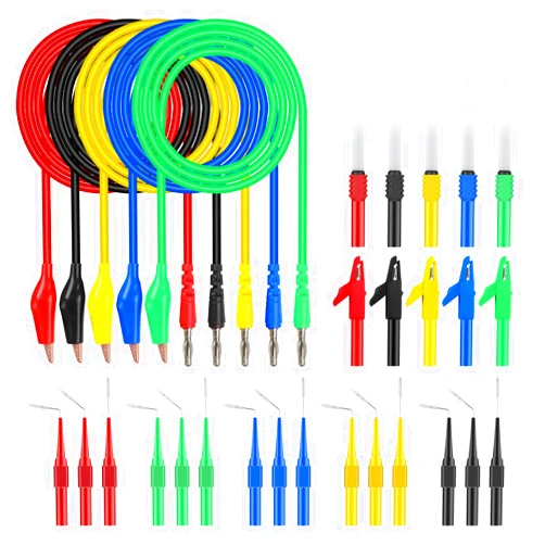 ZUYIYI 30PCS Back Probe Kit, 4mm Banana Plug to Copper Alligator Clips Test Wires, Wire Piercing Probes Automotive Test Leads Set for Car Repairing Diagnostic Circuit Testing with 30V Back Probe Pins