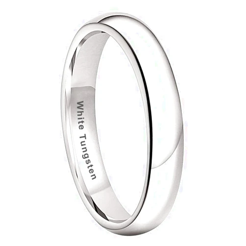 TUTISS 2mm 3mm 4mm 5mm 6mm 7mm 8mm 10mm White Tungsten Rings for Men Women Engagement Wedding Bands Domed Polished Shiny Comfort Fit