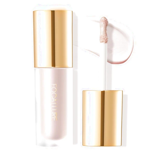 FOCALLURE Shimmer Liquid Highlighter, Smooth Cream Formula and Non-greasy Finish,Delivers a Natural Glow, Long Lasting Illuminator Highlighter Face Enhancing Makeup,Wing Pearl