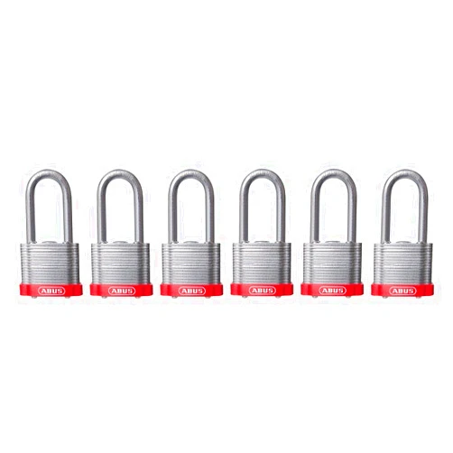 ABUS 19343 41/40 Laminated Steel Safety Padlock Red Bumper Keyed Alike, Long 2