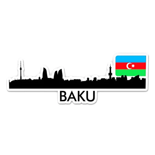 Squiddy Baku Azerbaijan City Skyline - Vinyl Sticker (8