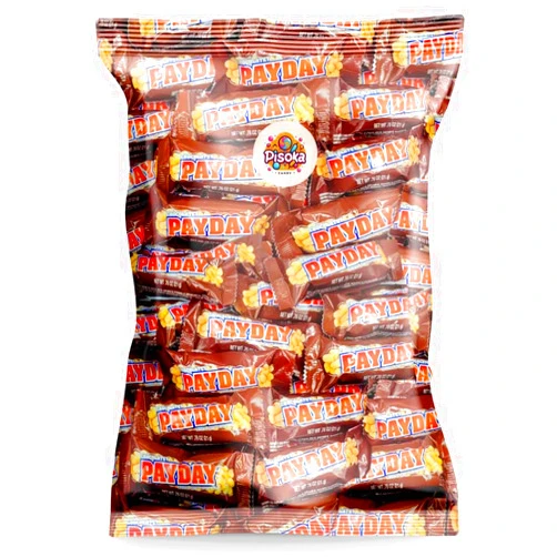 Pisoka Pay-Day Peanut Caramel Bars - Fun Size Candy Bar - Approx 40 Peanut Caramel Bars (2 LB, Chocolate)
