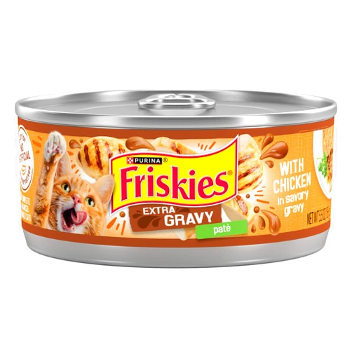 Friskies Purina Friskies Gravy Pate, Wet Cat Food Extra Gravy Pate With Chicken in Savory - (Pack of 24) 5.5 oz. Cans