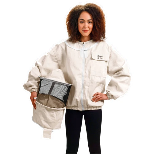 Bees & Co Unisex Natural Cotton Beekeeper Jacket With Round Veil