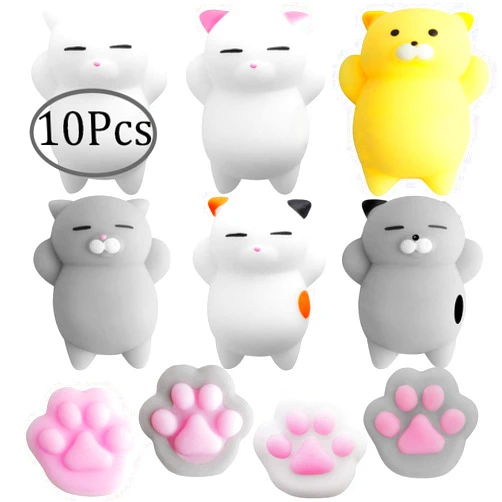 Outee 5-12 Pcs Mochi Animals Toys Cute Mochi Cat Stress Relief Toys Mochi Animals Party Favors for Kids Mini Animals Cat Easter Gifts for Kids Adults
