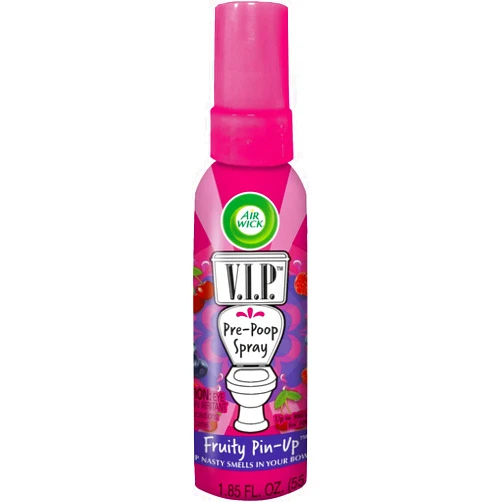 Air Wick V.I.P. Pre-Poop Toilet Spray, Up to 100 uses, Contains Essential Oils, Fruity Pin-up Scent, Travel size, 1.85 oz, Holiday Gifts, White Elephant gifts, Stocking Stuffers